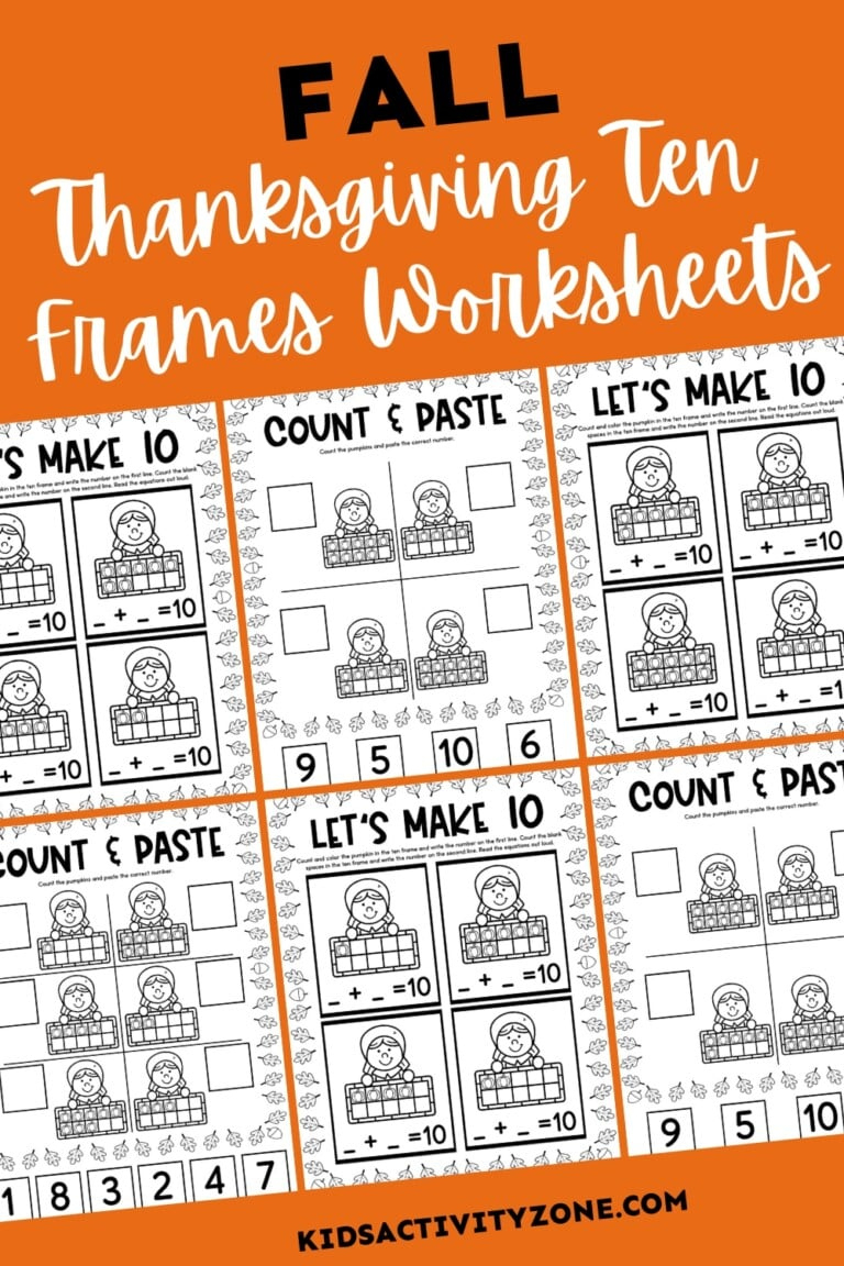 Thanksgiving Ten Frames Worksheets - Kids Activity Zone throughout Count The Thanksgiving Food Color The Ten Frame Sheet