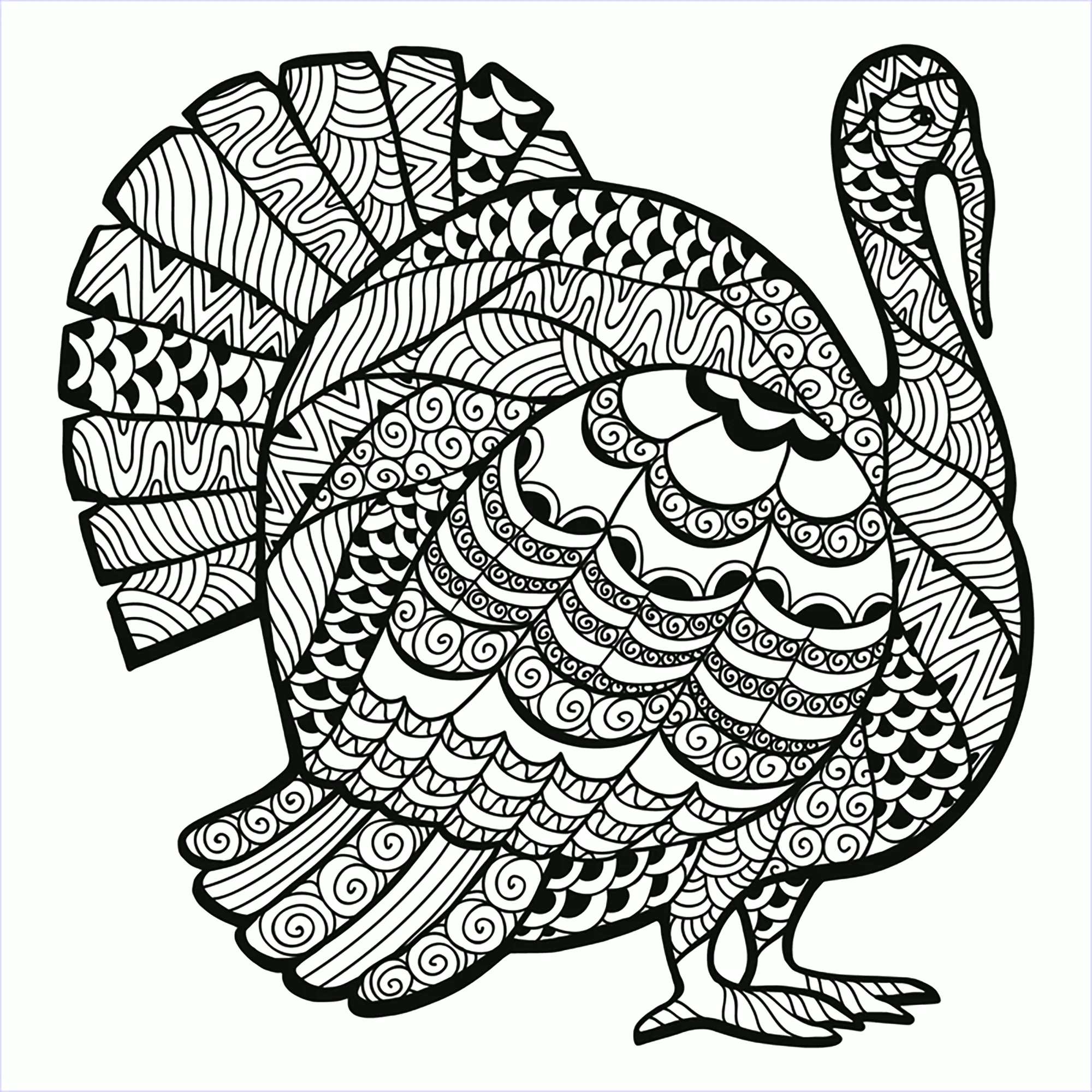 Thanksgiving Turkey With Zentangle - Thanksgiving Coloring Pages inside Geometric Thanksgiving Coloring Sheets