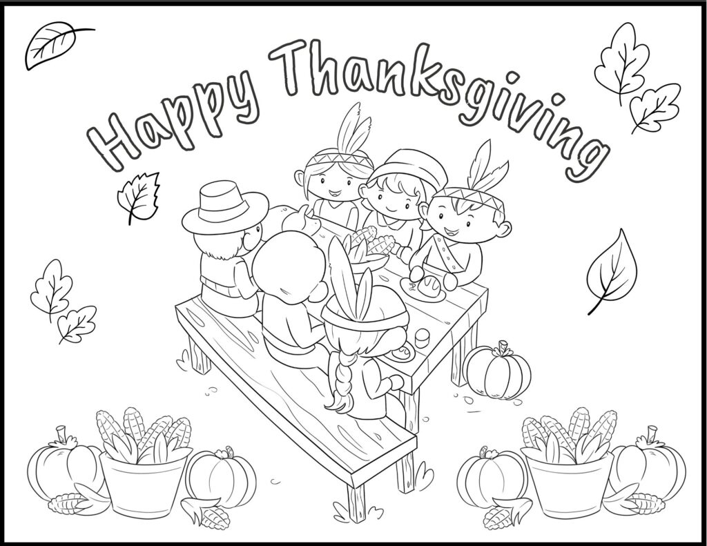 The First Thanksgiving Coloring Page | Healing Home throughout Thanksgiving Coloring Sheets Tpt