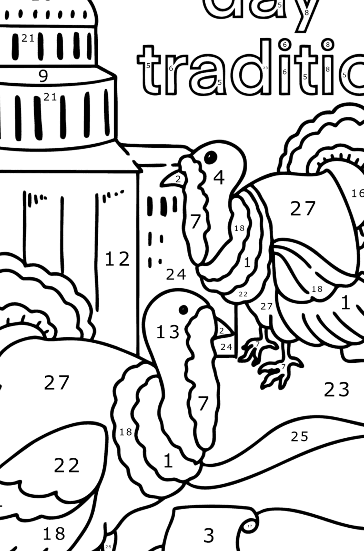 The Turkey Pardon Coloring Page | Coloring-For-Adults regarding Color By Number Adult Thanksgiving Sheet