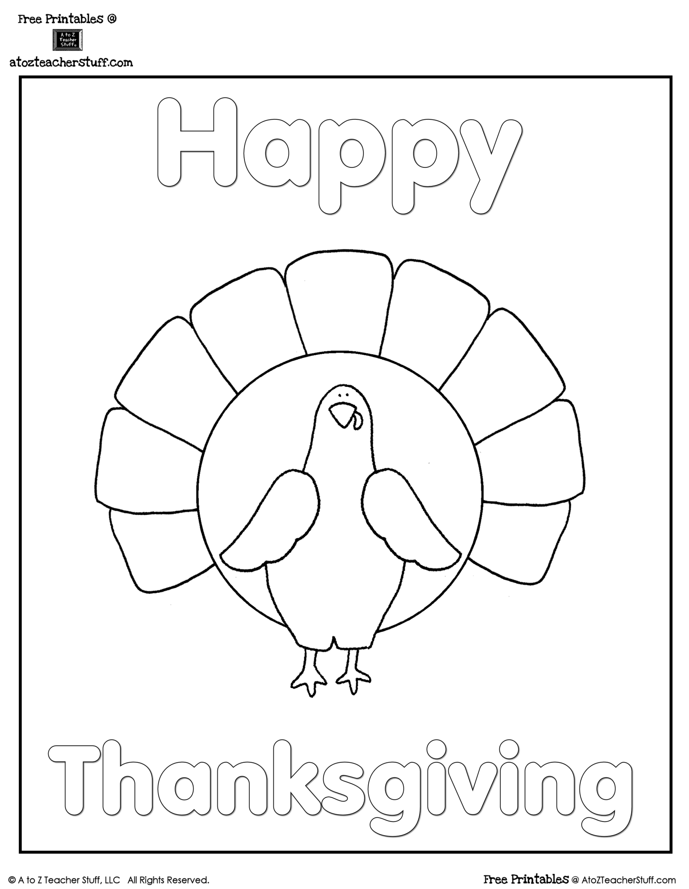 Turkey Coloring Sheet | A To Z Teacher Stuff Printable Pages And with Thanksgiving Turkey Coloring Sheets Free