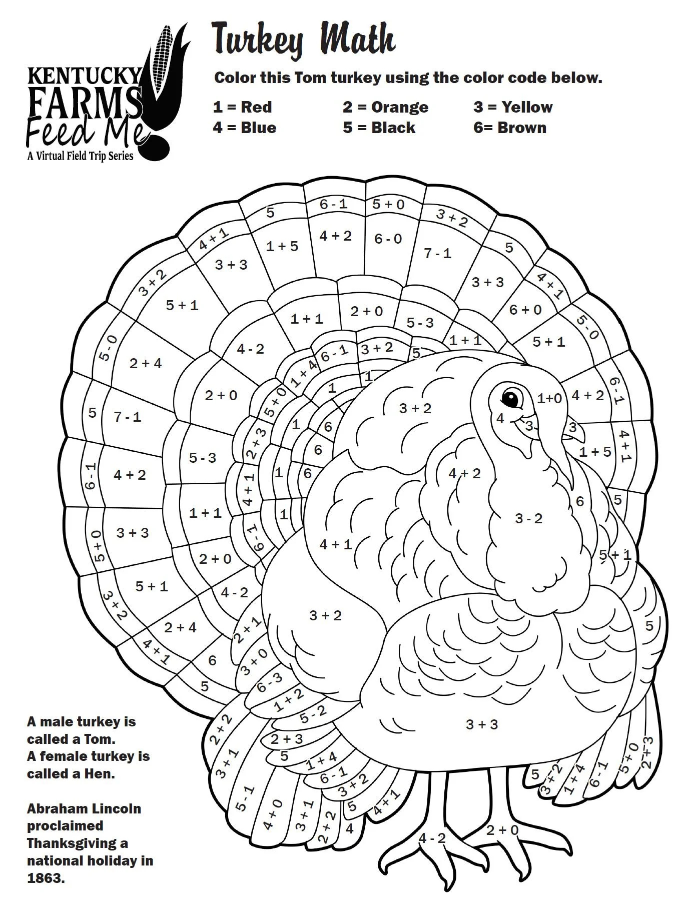 Turkey Colornumber Worksheets — #Teachkyag in Thanksgiving Number Coloring Sheet