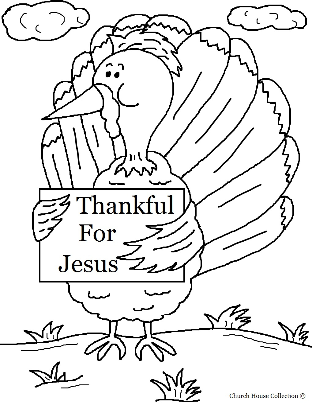Turkey Holding Sign &amp;quot;Thankful For Jesus&amp;quot; Coloring Page regarding Thanksgiving Coloring Sheets Jesus