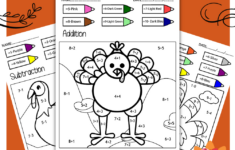 Turkey Math Thanksgiving Colornumber Thanksgiving Math throughout Thanksgiving Math Coloring Sheet Free