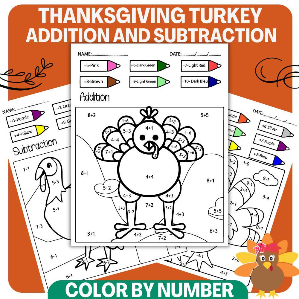 Turkey Math Thanksgiving Colornumber Thanksgiving Math within Thanksgiving Multiplication Coloring Sheets