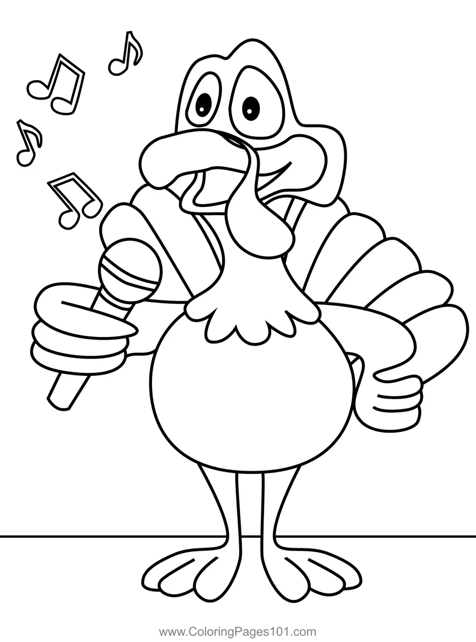 Turkey Singing Coloring Page For Kids - Free Thanksgiving Day intended for Thanksgiving Music Coloring Sheets