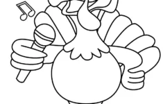 Turkey Singing Coloring Page For Kids - Free Thanksgiving Day pertaining to Thanksgiving Music Coloring Sheet