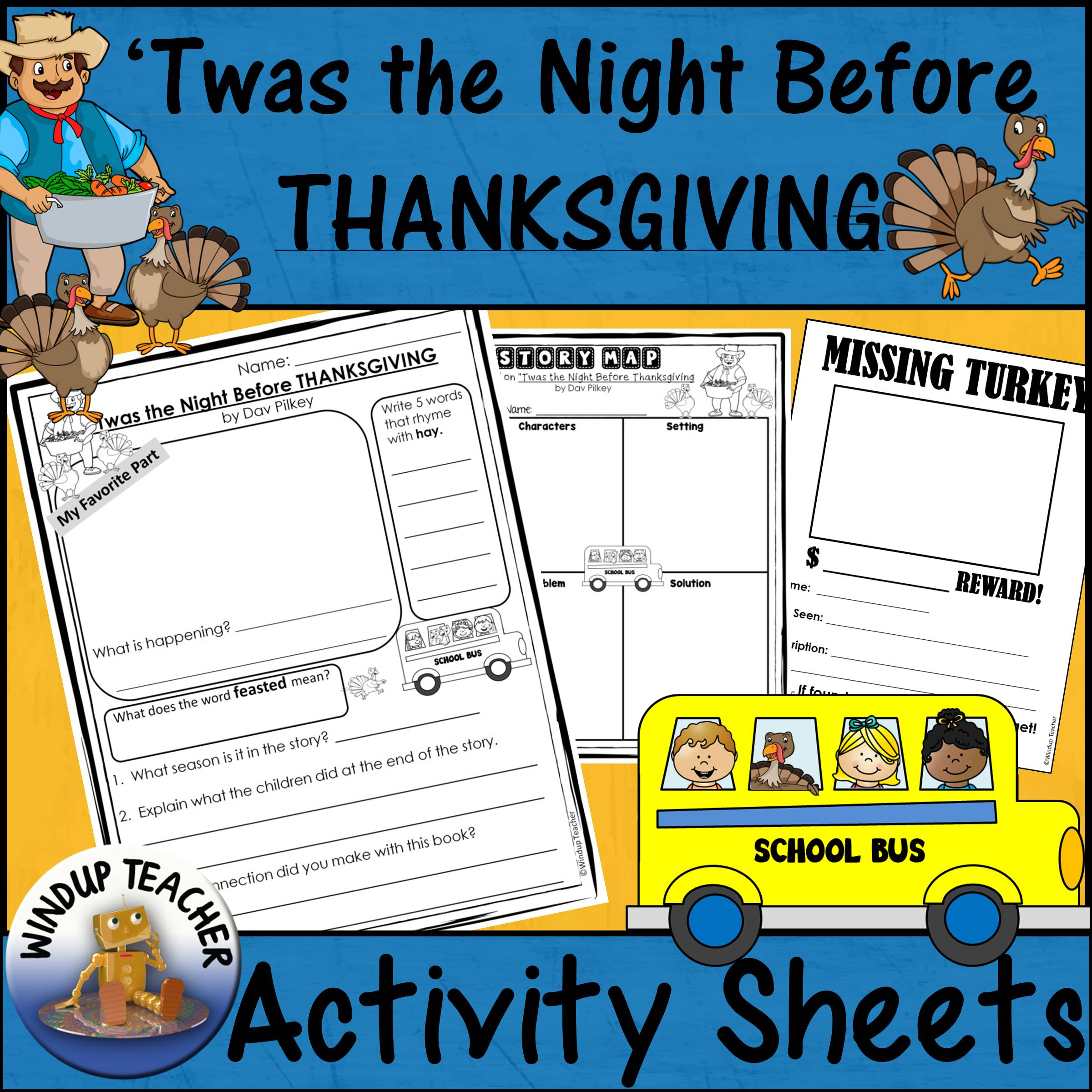 Twas The Night Before Thanksgiving Activity Sheets | Madeteachers with TWAS The Night Before Thanksgiving Color Sheet