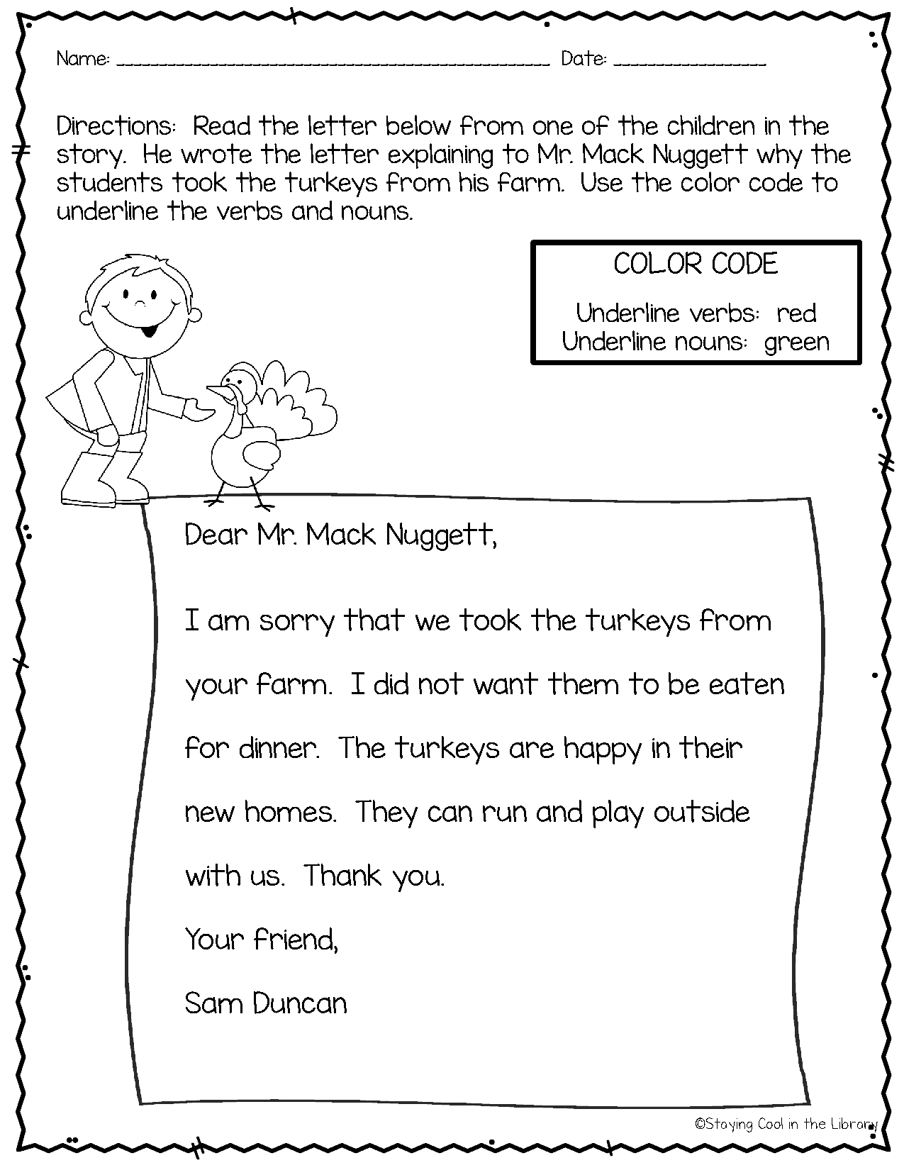 Twas The Night Before Thanksgiving Book Companion Pack for TWAS The Night Before Thanksgiving Color Sheet