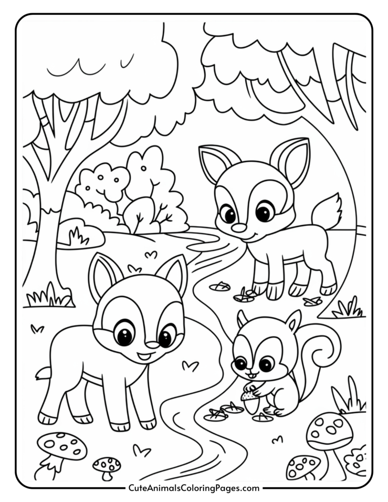 Woodland Animals Coloring Pages (4 Free Printable Pages) - Cute with Thanksgiving Coloring Sheets Woodlan Animals